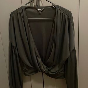 Classy black blouse with sheer sleeves